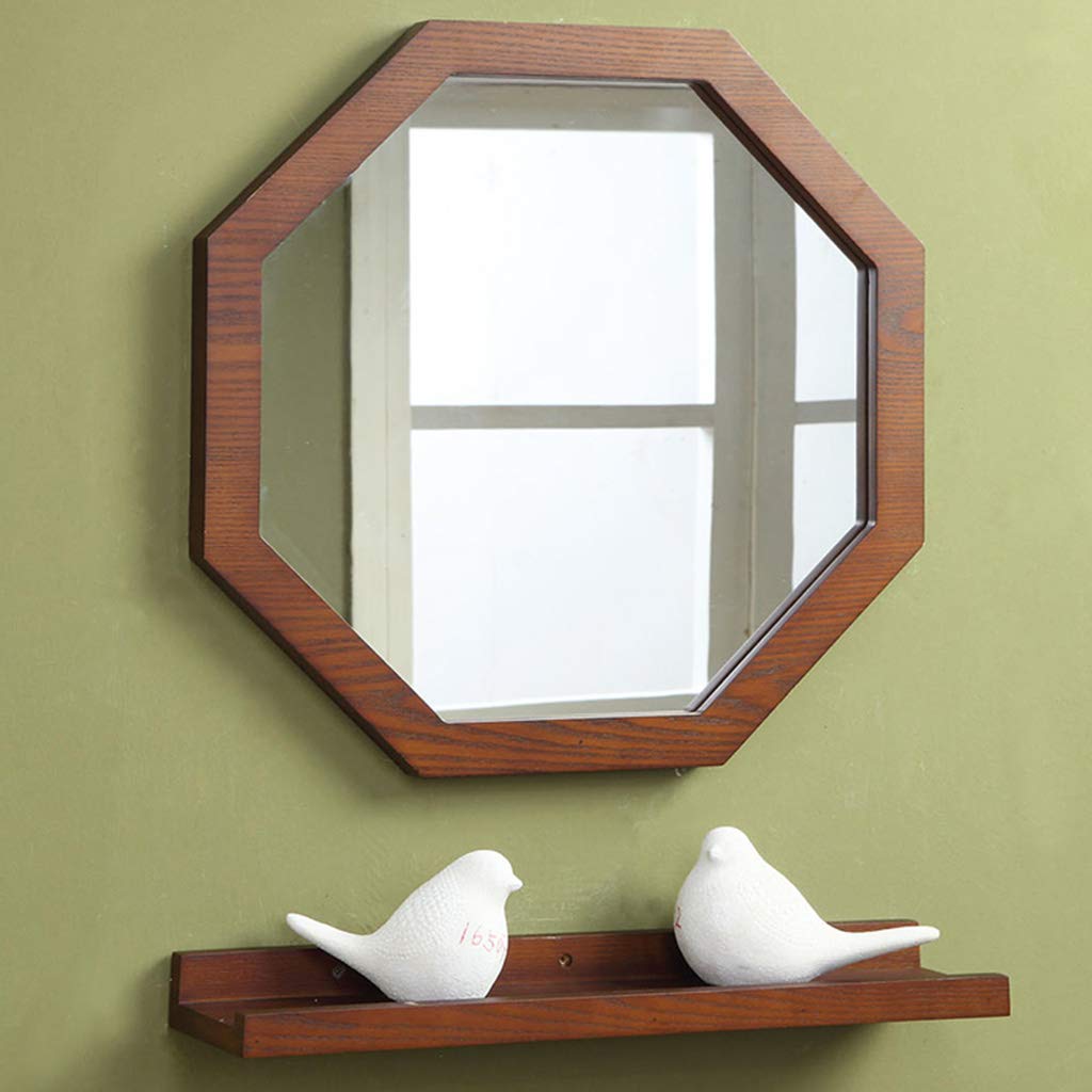 美品 ヴィンテージ　木製フレーム　8角形　ウォールミラー 壁掛け鏡 天然木 鏡 Amazon.co.jp: 壁掛け鏡 ヴィンテージ木製フレーム八角形ミラー